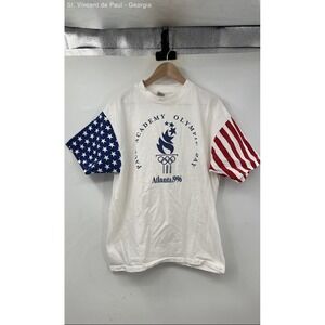 L.A. Sportswear Atlanta 1996 Olympics Tee Shirt Unisex XL White Red Vintage